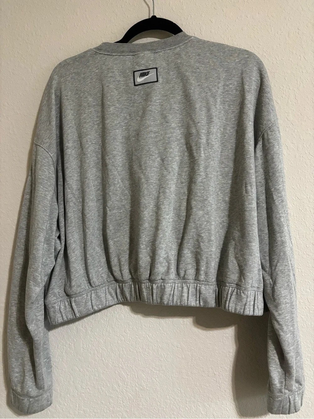 Nike Gray Cropped Crewneck Sweatshirt with White Swoosh